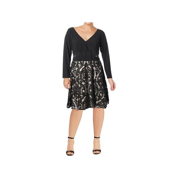black long sleeve flare dress