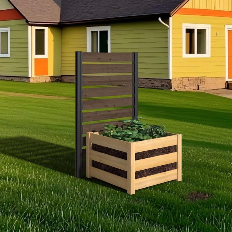VEIKOUS 1 Pannel Versatile Outdoor Privacy Panels, Aluminum and Wooden Fence Panels for Garden