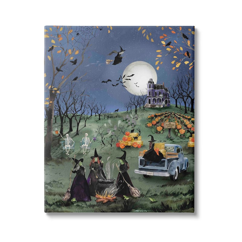 Stupell Autumnal Witches Scene Canvas Wall Art Design by Heatherlee Chan - 16 x 20