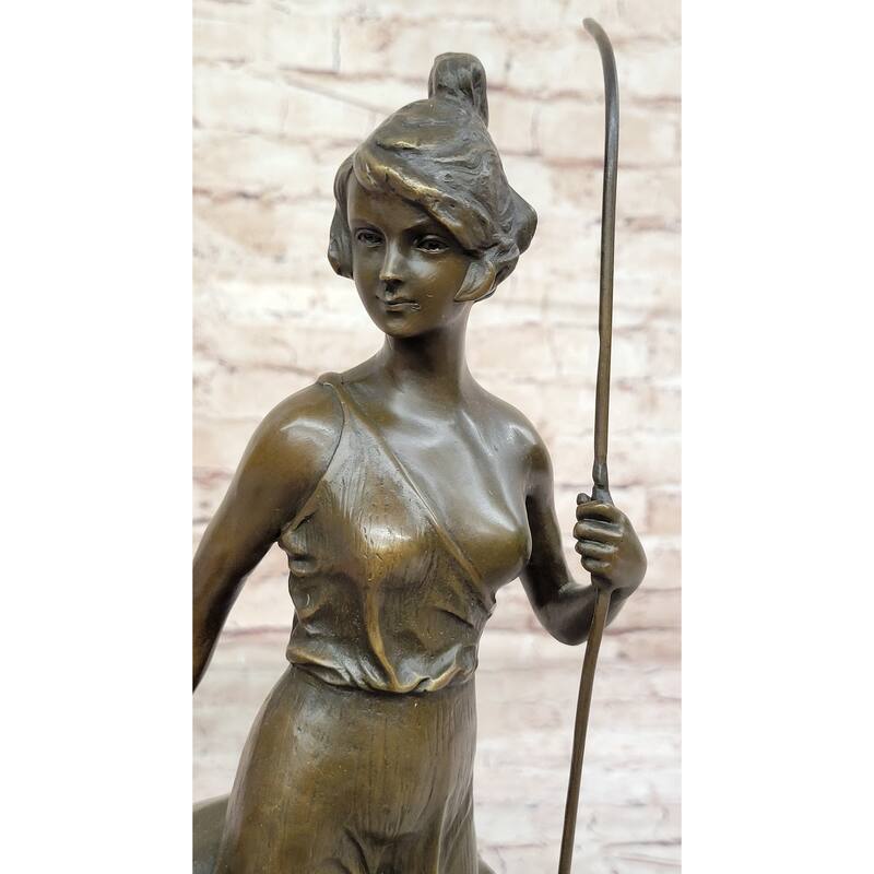 Diana The Huntress With Companion Imitative Dog By Bruno Zach Bronze Sculpture