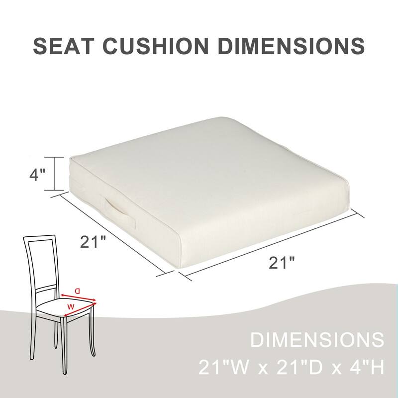 Aoodor Patio Chair Cushions Set of 2, Water Resistant Outdoor Seat Cushions with Handle and Ties, Square Corner Cushions