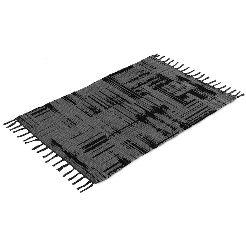Authentic Hand-Woven Indian Cotton Rug 24''x36'' - Washable, Reversible, and Timelessly Stylish - 2'x3'
