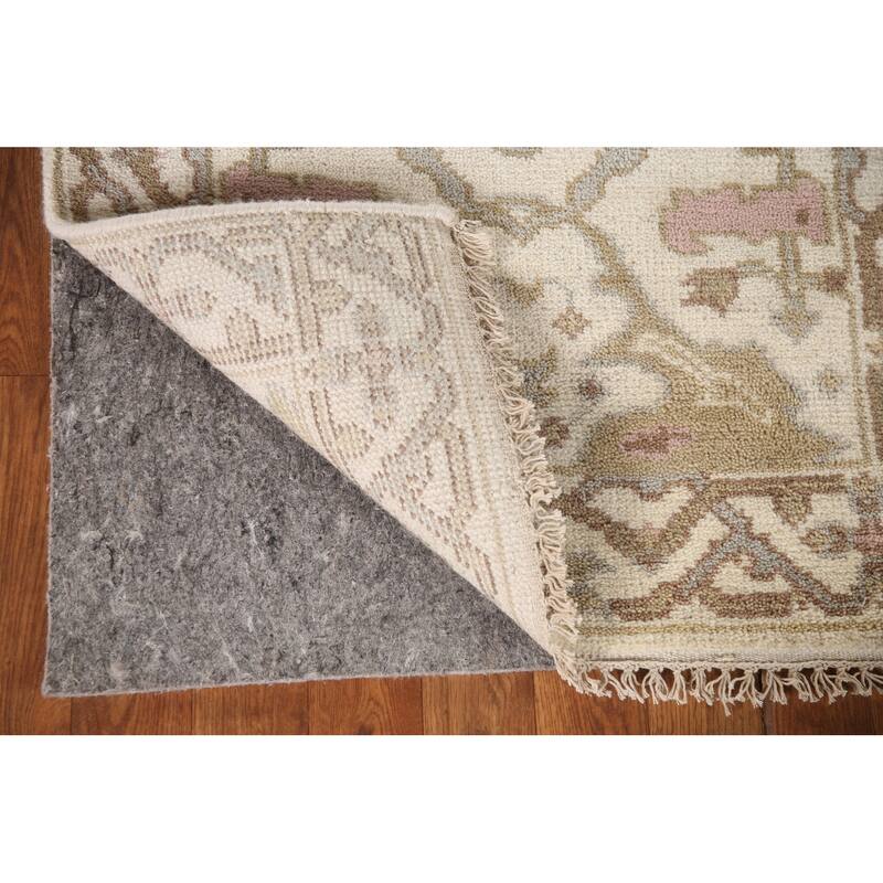 Ivory Oushak Style Runner Rug Hand-knotted Wool Carpet - 2'6"x 9'9"