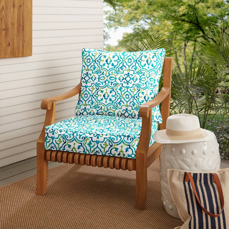 Blue Corded Indoor/ Outdoor Deep Seating Pillow and Cushion Set