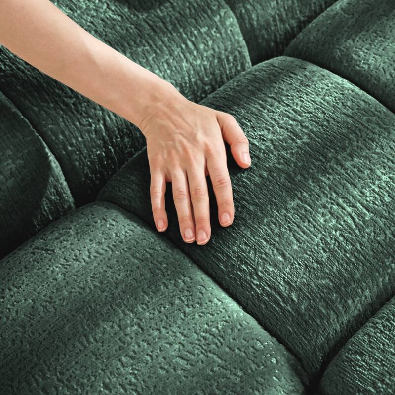 Modular 4-Seat Chenille Sofa Set with 2 Ottomans, High-Resilience Cushions and Solid Wood Frame