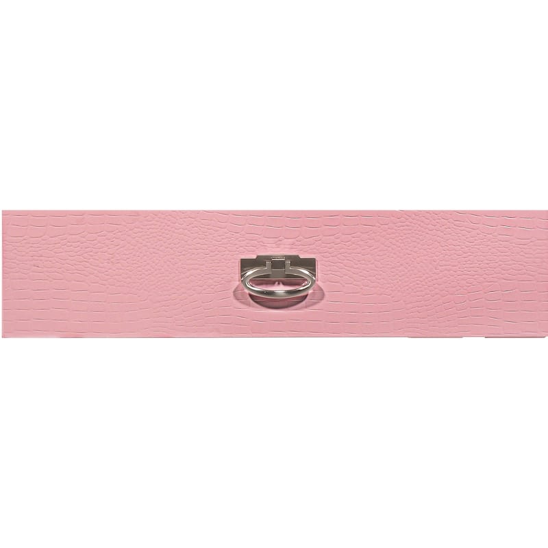 Pink Nightstand with Croc Textured Drawer Front, 25x27x16 Stylish Contemporary Bedside Table with Storage Drawer