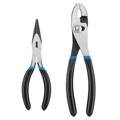 2-Piece Pliers Set, 6-inch Long Nose, 8-inch Slip Joint