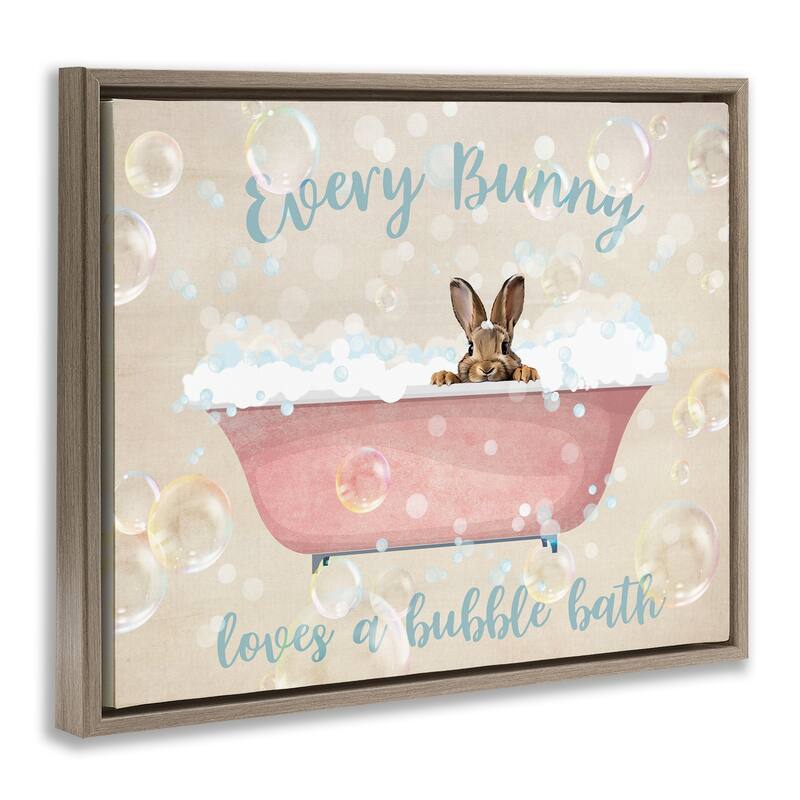 Stupell Every Bunny Loves Baths Framed Floater Canvas Wall Art Design By Susan Arnot
