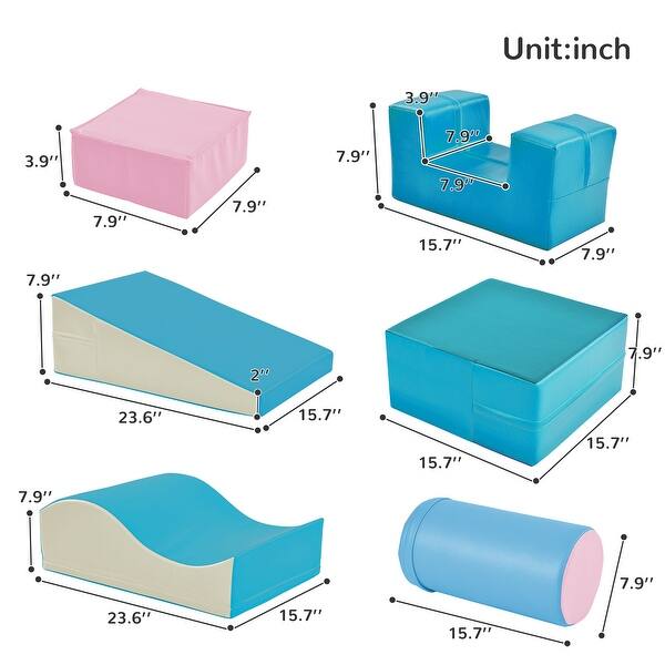 dimension image slide 3 of 4, Colorful Soft Climb and Crawl Foam Playset 6 in 1