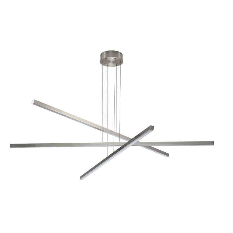 48" Modern LED Chandelier - Geometric 3-Arm Design, Adjustable Hanging, Sleek Metal Finish for Dining Room, Living Room