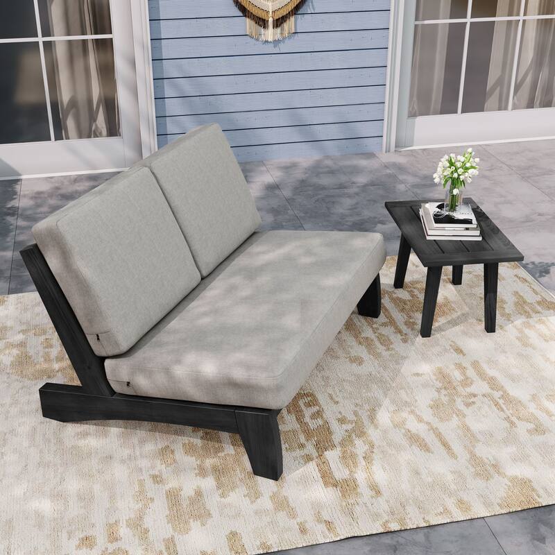 Outdoor Sectional Furniture Teak Conversation Set with Side Table