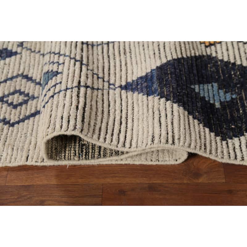 Geometric Moroccan Oriental Area Rug Hand-Knotted Wool Carpet - 5'9"x 9'0"