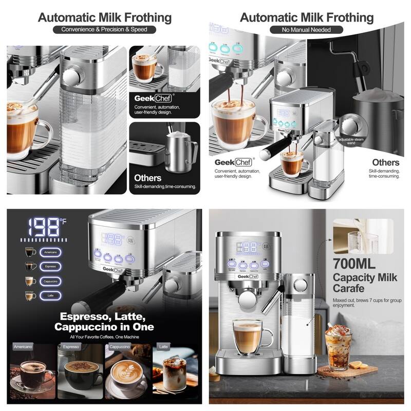 Cafeteras Electricas Expreso 20Bar Compact, LED Touch Screen