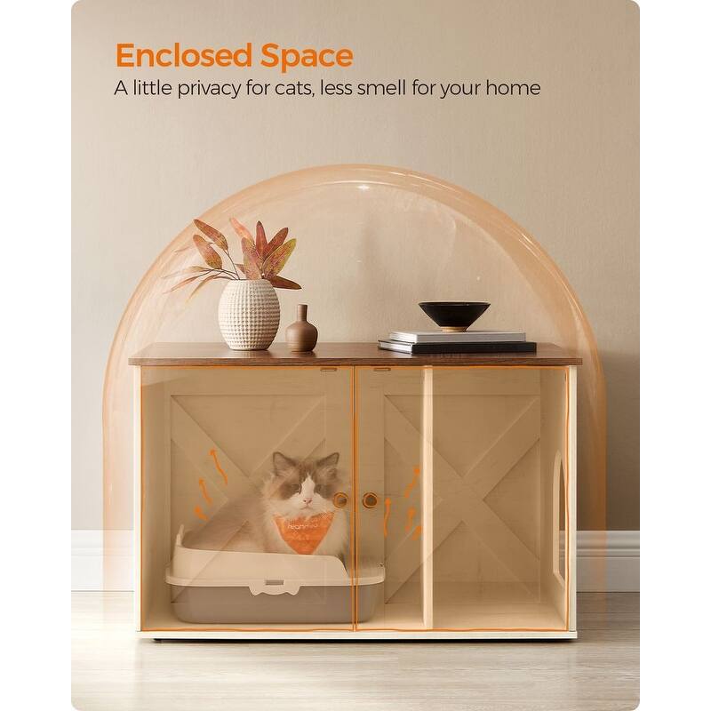 Hidden Cat Litter Box Enclosure, Wooden Cabinet Furniture