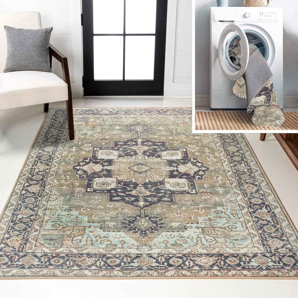 JONATHAN Y Marrakesh Ornate Medallion Machine Washable Area Rug