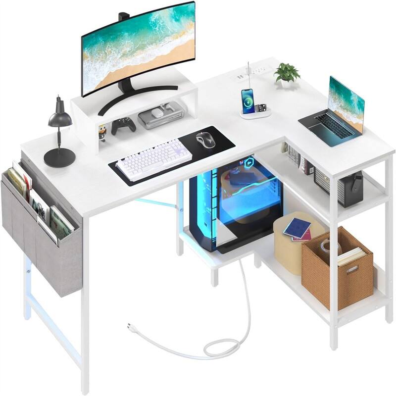 L Shaped Desk 47 Inch Computer Desk with Outlets