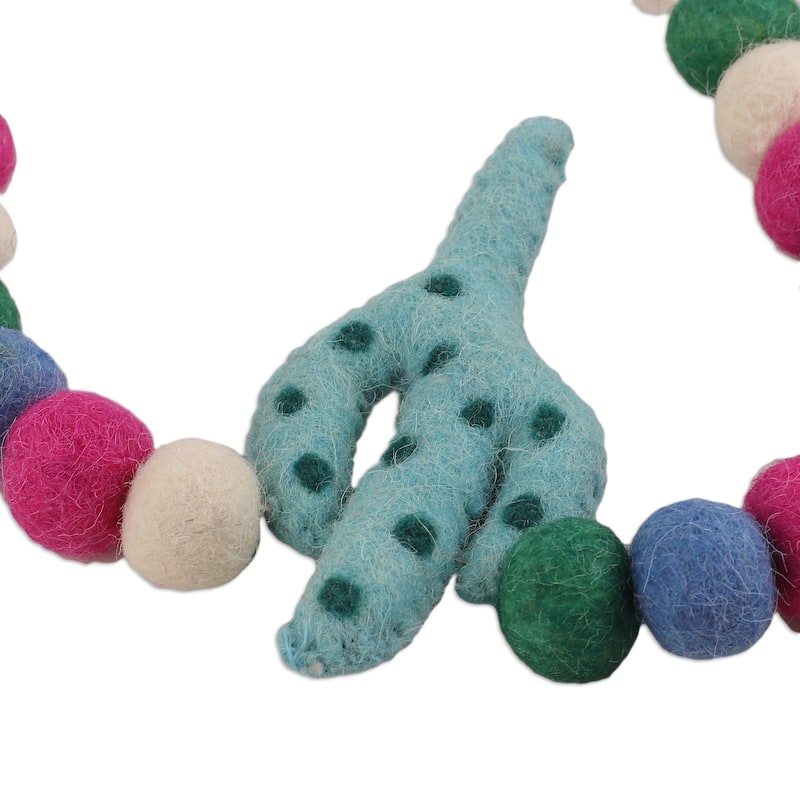 Novica Handmade Festive Llamas Wool Felt Garland - Multi
