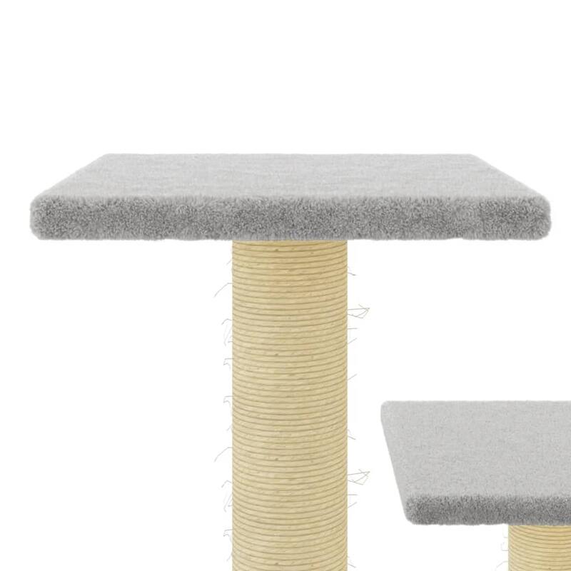 vidaXL Cat Tree Light Grey Engineered wood, plush, sisal Medium Durable - Light Grey
