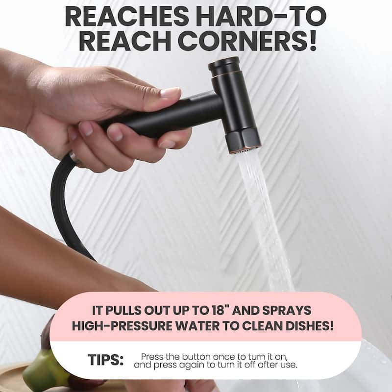 WOWOW Minimalist Bridge Kitchen Faucet with Side Sprayer