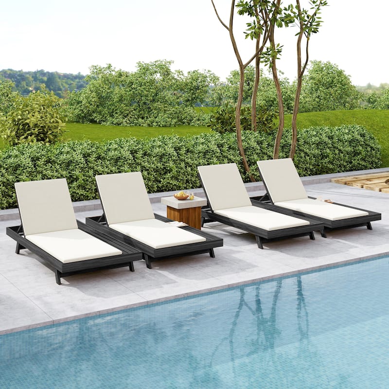 Christopher Knight Home - Molino Modern Outdoor Acacia Wood 4-Position Adjustable Chaise Lounge with Water-Resistant Cushion