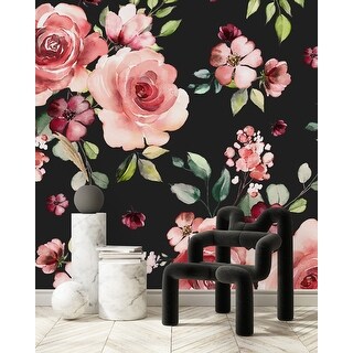 Dark Wallpaper with Red Roses Peel and Stick and Prepasted - Bed Bath ...