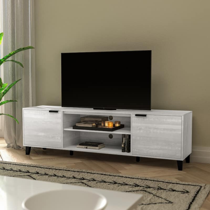 TV Stand for up to 70" TV's with Adjustable Shelves and Closed Storage - Gray