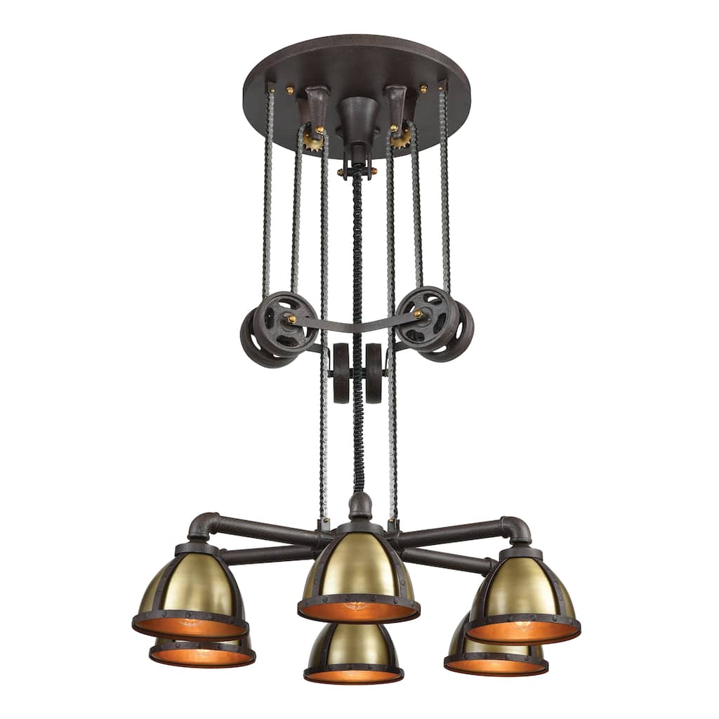 Elk Home Torque Vintage Rust With Metal Shade 6 Light Chandelier