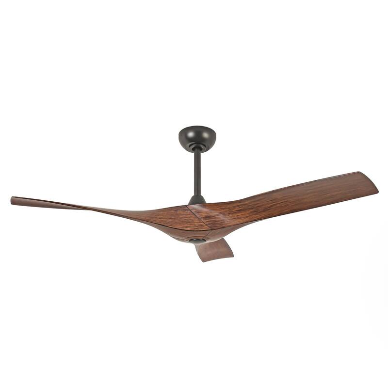 52" Erin Modern Industrial Black & Walnut Ceiling Fan