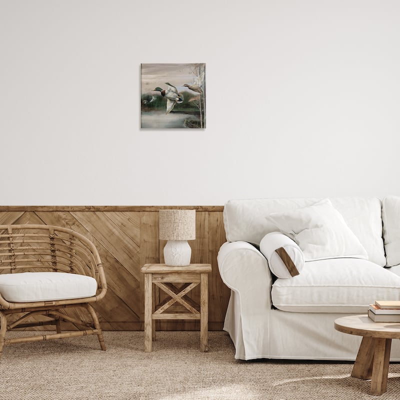 Stupell Flying Ducks in Rustic Nature Canvas Wall Art Design By Ruane Manning