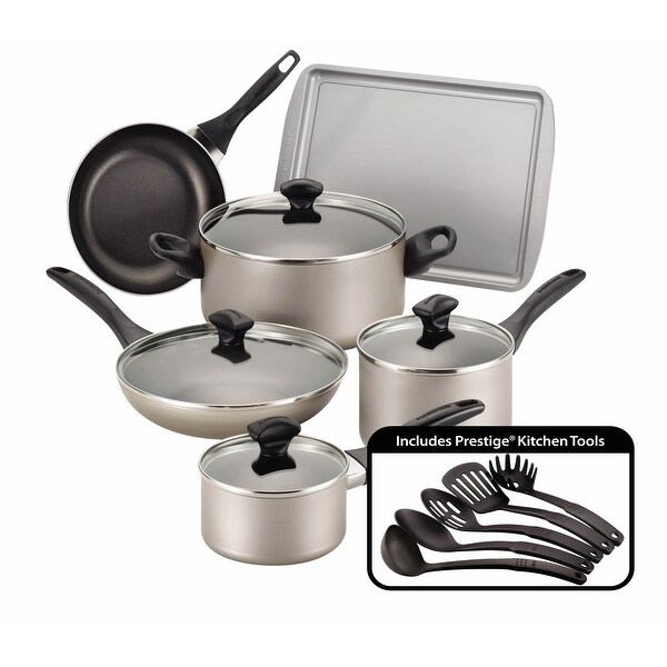 Farberware Champagne Nonstick 15-piece Cookware Set. Opens flyout.