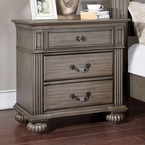 Furniture of America Vame Traditional 3-Drawer Solid Wood Nightstand