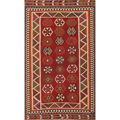 Kilim Qashqai Persian Rug Flatweave Wool Carpet - 4'10" x 9'1"