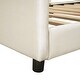 preview thumbnail 10 of 8, Beige Upholstered Daybed with Rabbit Ear Shaped Headboard, Footboard and L-shape Guardrail Frame Platform Sofa Bed, Twin Size