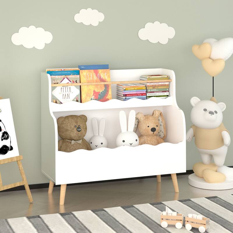 Kids Bookcaes, Children Book Organizer, Toy Storage Cabinet Organizer,White