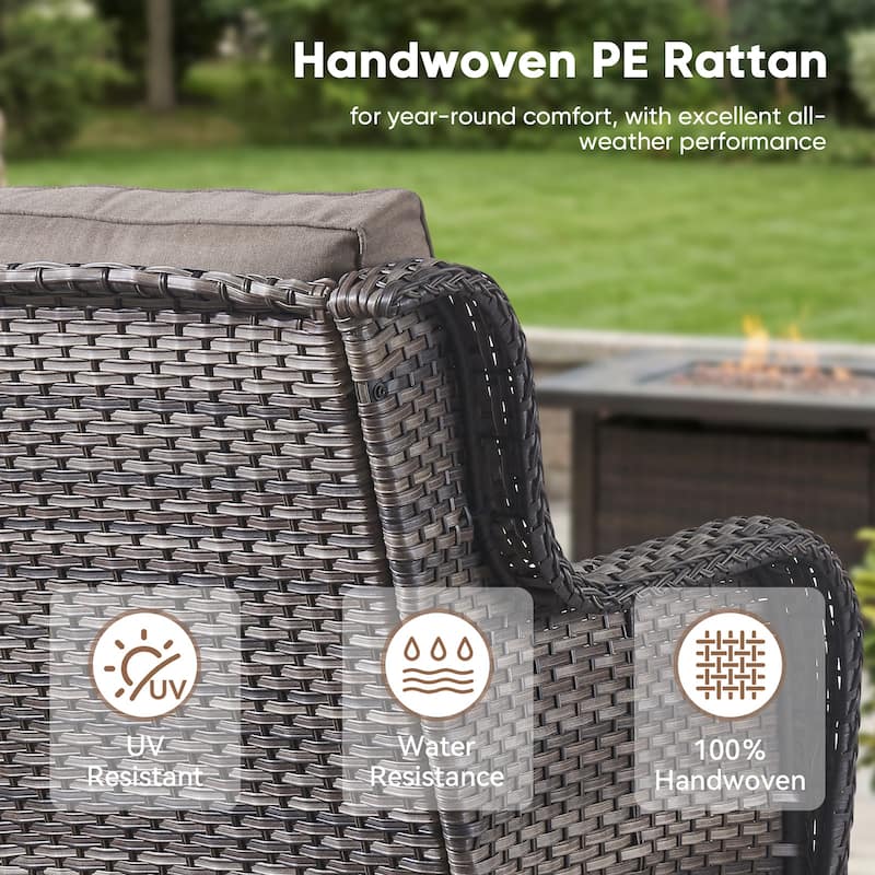 Pocassy Outdoor Patio Wciker Sofa Furniture Set of Chair Table.