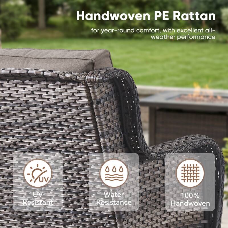 Pocassy Outdoor Wicker Glider Swivel Club Chairs (Set of 2) - Mix Grey