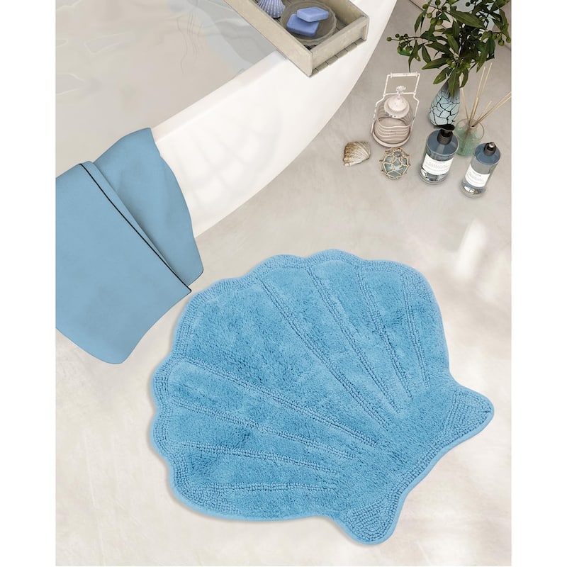 Better Trends Seashell Bath Rug 100% Cotton Absorbent Reversible Bathroom Mat Marilyn Collection