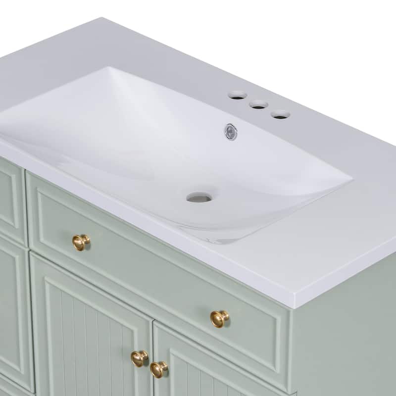36 Inch MDF Freestanding Bathroom Vanity Set with Integrated Ceramic Sink - 36" x 18"