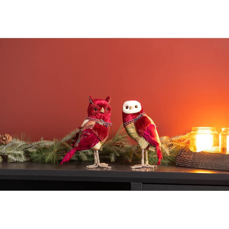 Jeweled Tapestry Owl Shelf Sitter (Set of 4)
