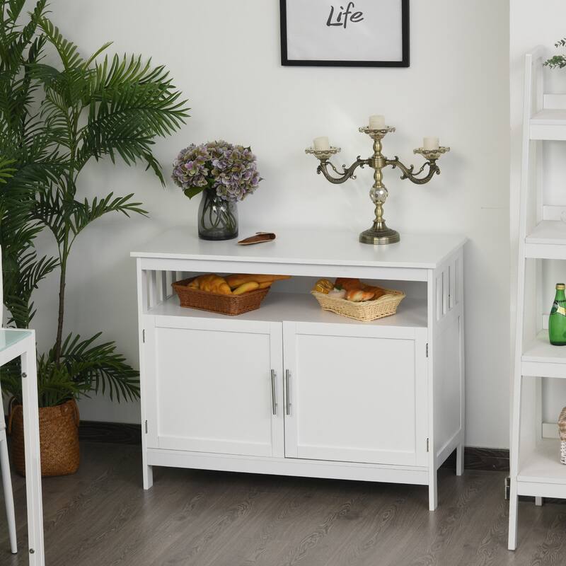 HOMCOM Kitchen Console Table, Buffet Sideboard, Wooden Storage Table with 2-Level Cabinet and Open Space