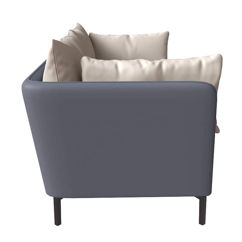 Luxify 3-Seater Leather Sofa in Upholstered Leather with Metal Legs & Removable Cushions for Living Room & Lounges