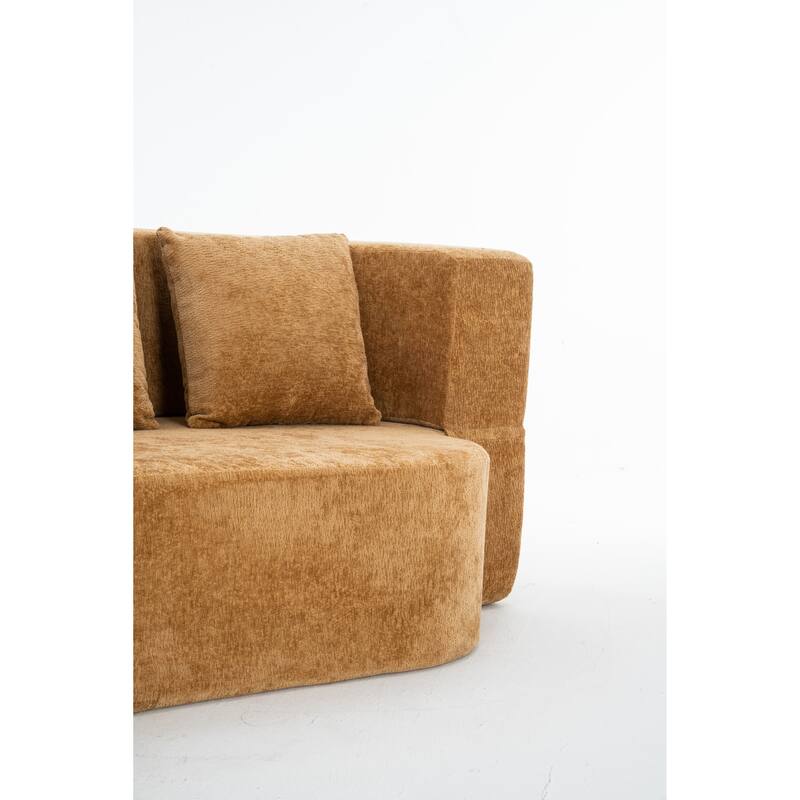 3-Seater Convertible Sofa Bed, Chenille Fabric Sleeper Sofa, High-Density Sponge Daybed, No Assembly Required