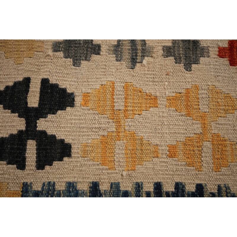 All-Over Geometric Kilim Oriental Large Rug Flatweave Wool Carpet - 10'3" x 16'6"