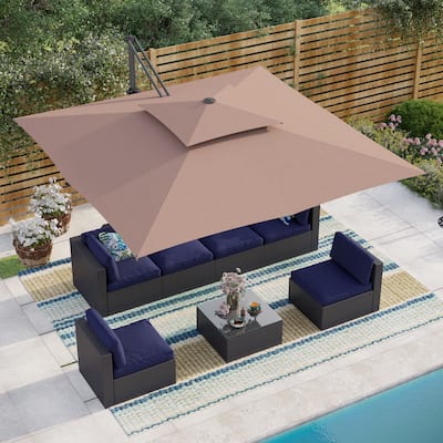 10-foot Aluminum Offset Cantilever Umbrella with 360-degree Rotation