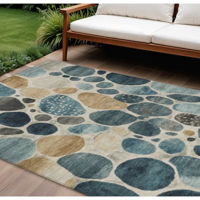 HomeRoots Geometric Transitional Rectangle Outdoor Rug