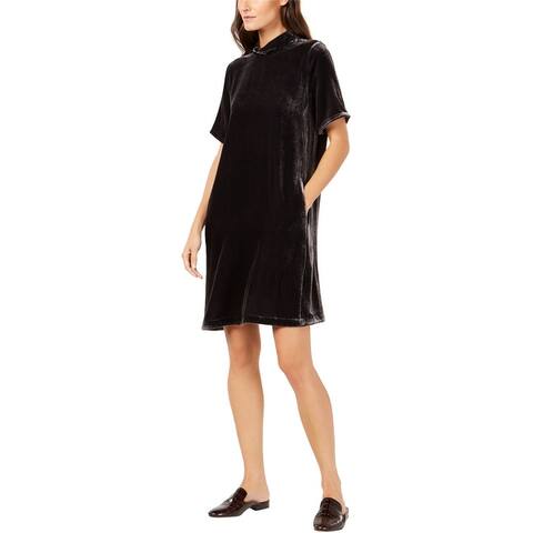 Eileen Fisher Womens Velvet Tie Back Shift Dress