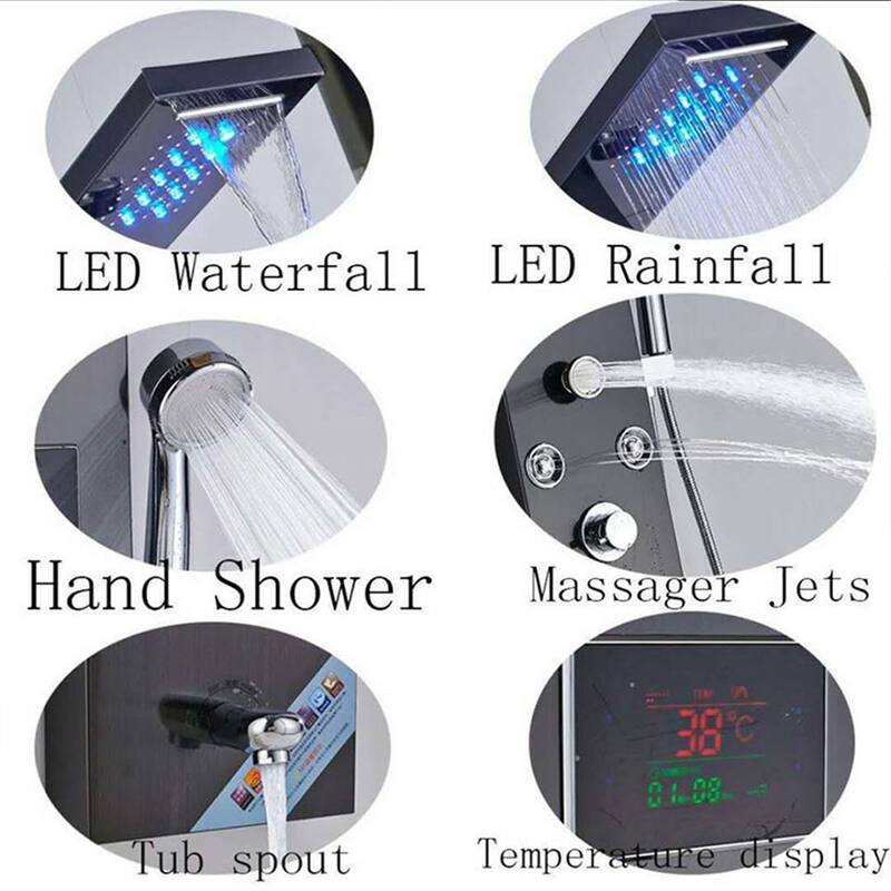 LED Shower Panel Tower System with Tub Spout