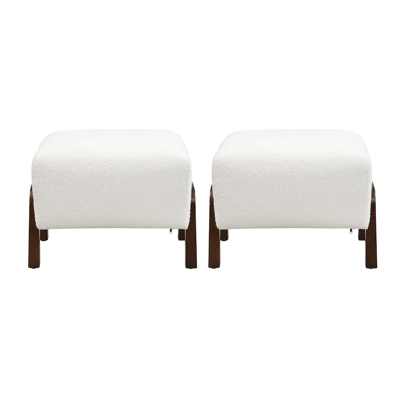 Christopher Knight Home - Mina Boucle Storage Ottoman with Solid Wood Legs