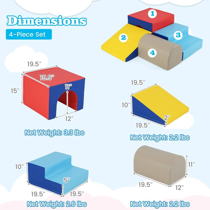 Gymax Kids Climb & Crawl Activity Playset Blocks w/ Waterproof PU - Multicolor