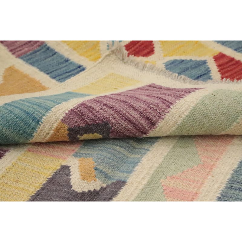 Hand Woven Oriental 100% Wool Carpet Southwestern Tribal Multi-Colored Kilim Area Rug - 6' 2'' X 4' 5''